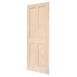 Unfinished Oak Wooden 4-Panel Internal Fire Victorian-Style Door 1981mm x 838mm