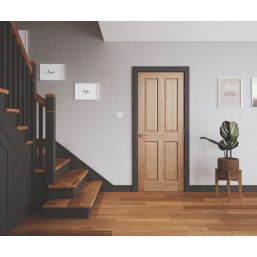 Unfinished Oak Wooden 4-Panel Internal Fire Victorian-Style Door 1981mm x 838mm