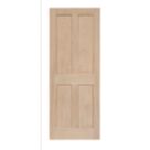 Unfinished Oak Wooden 4-Panel Internal Fire Victorian-Style Door 1981mm x 838mm