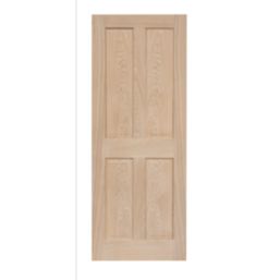 Unfinished Oak Wooden 4-Panel Internal Fire Victorian-Style Door 1981mm x 838mm