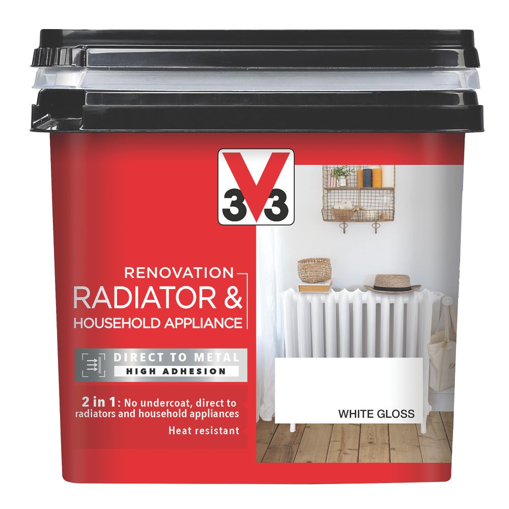 V33 750ml White Gloss Heat Resistant Radiator & Appliance Paint Screwfix