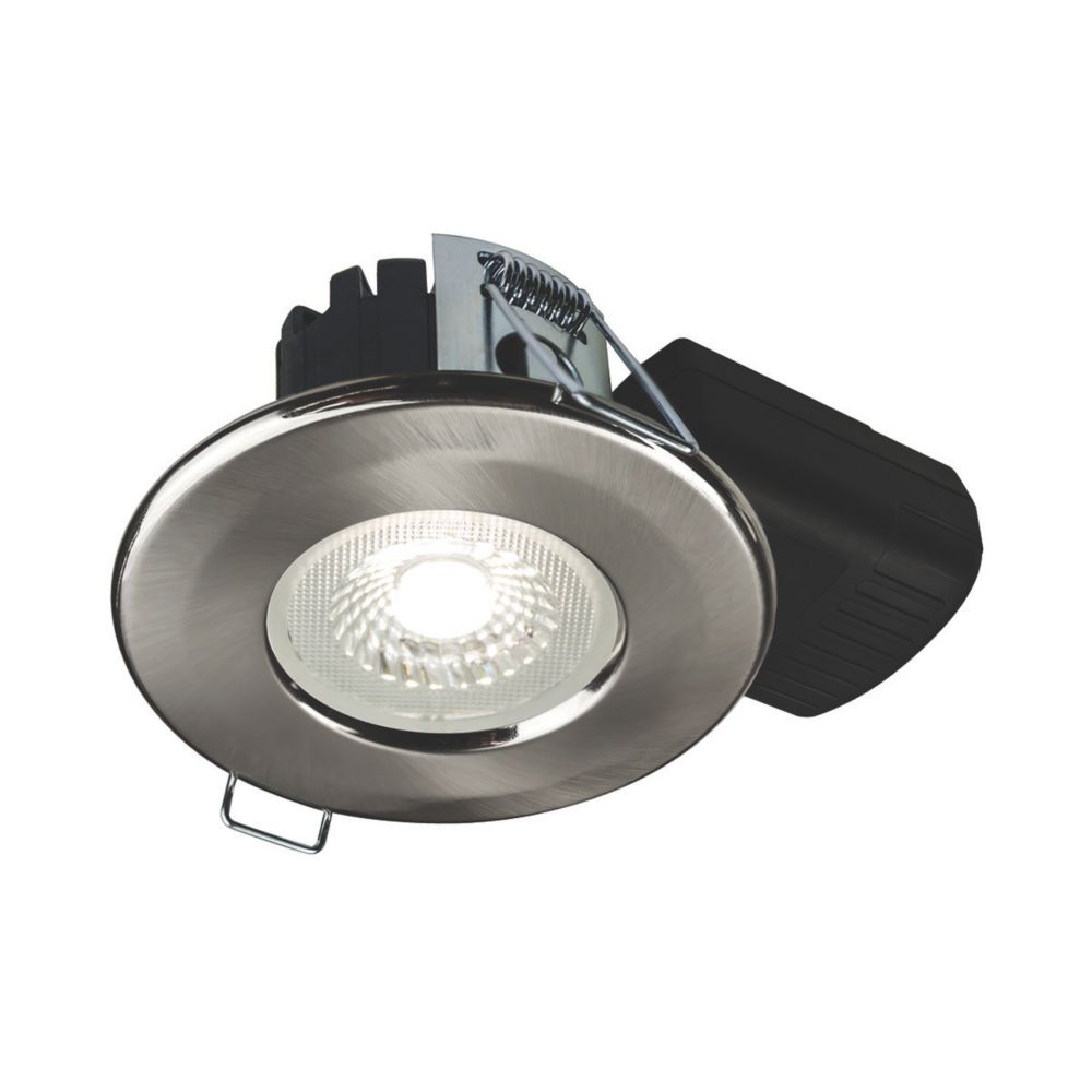 Collingwood DT5 Fixed Fire Rated LED Downlight Brushed Steel 500lm 5W 220-240V | Bathroom ...