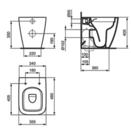 Ideal Standard i.life S Compact Toilet Unit White Matt 600mm x 210mm x 835mm