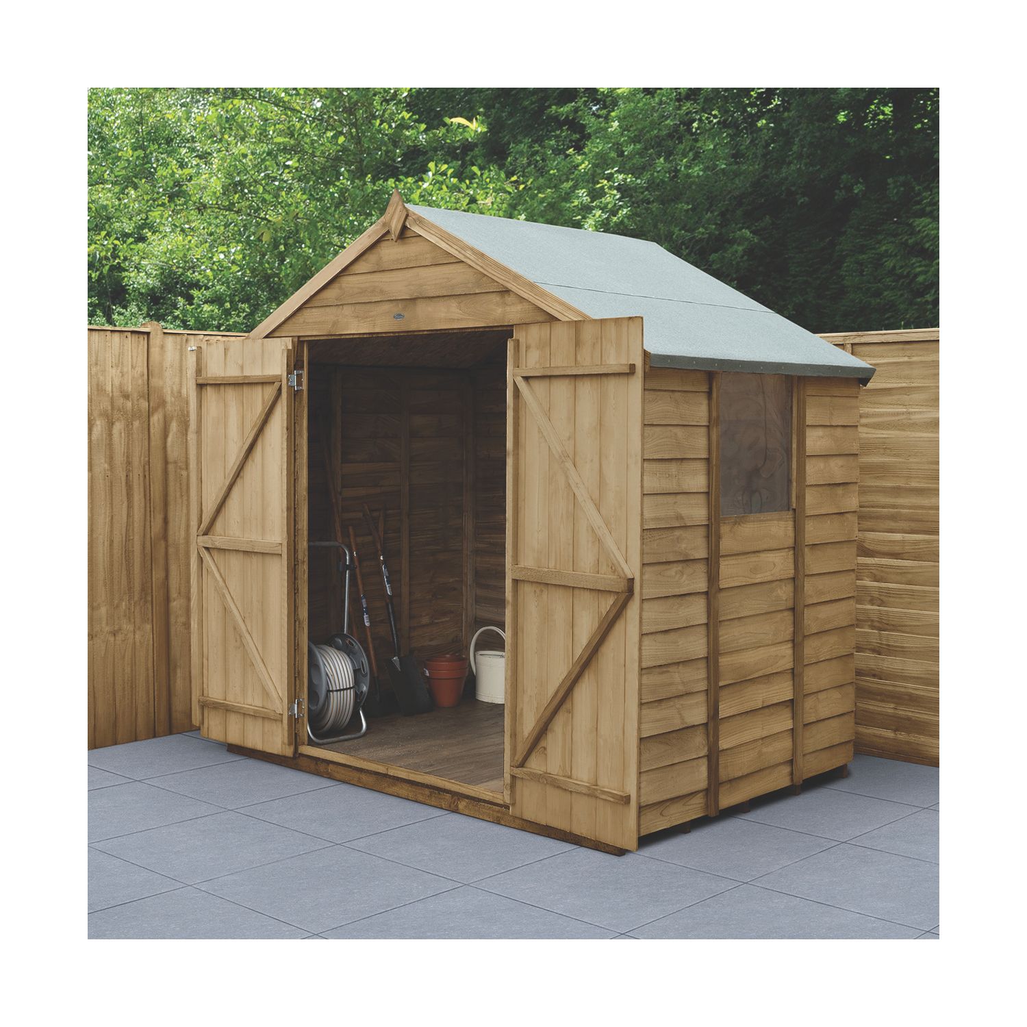 Forest 7' x 5' (Nominal) Apex Overlap Timber Shed with Base (147JR)