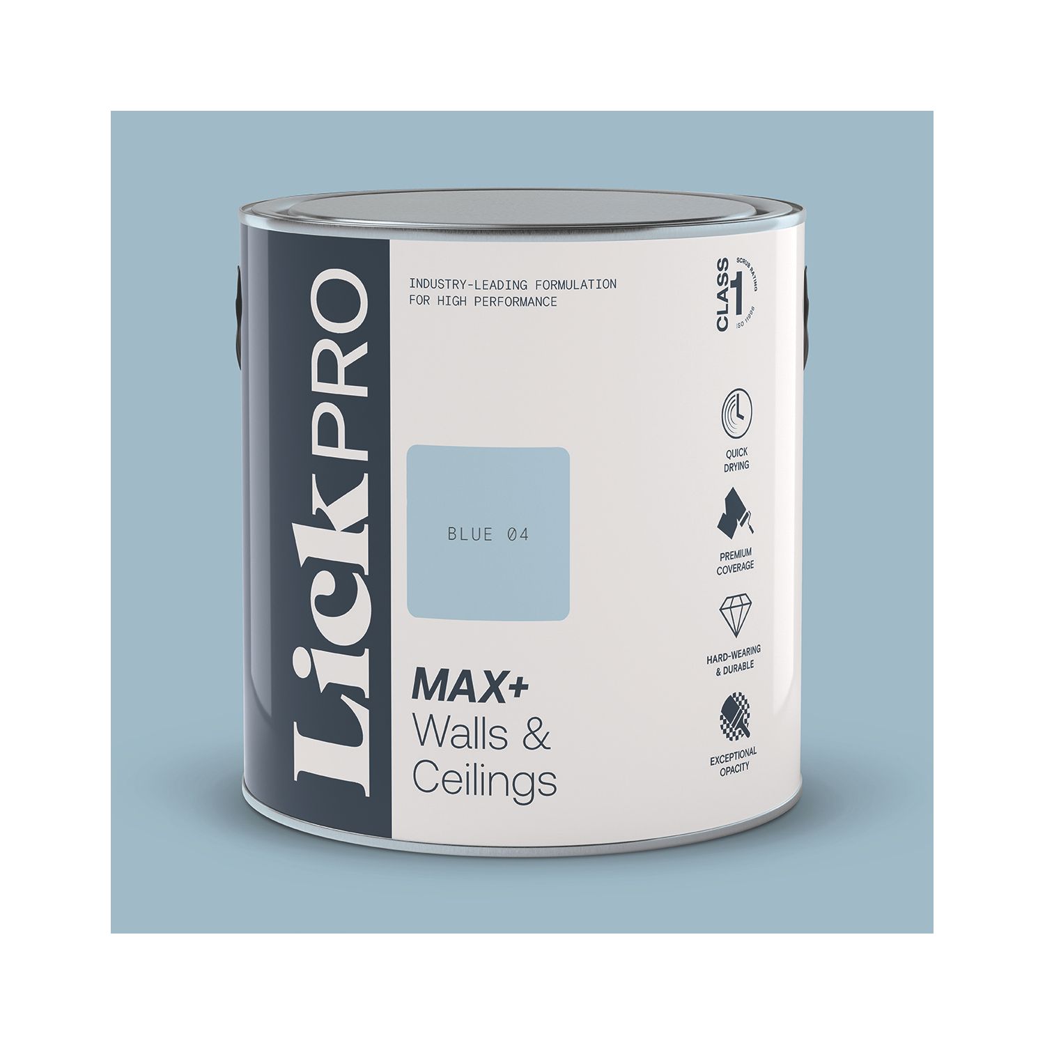 LickPro Max+ 2.5Ltr Blue 04 Matt Emulsion Paint (147JY)