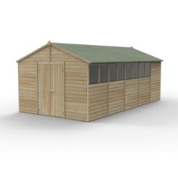 Forest Beckwood 10' x 19' 6" (Nominal) Apex Shiplap Timber Shed with Base