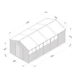 Forest Beckwood 10' x 19' 6" (Nominal) Apex Shiplap Timber Shed with Base