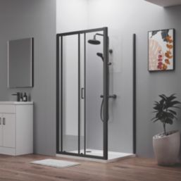 ETAL  Framed Rectangular Sliding Door Shower Enclosure & Tray  Matt Black 990mm x 790mm x 1940mm