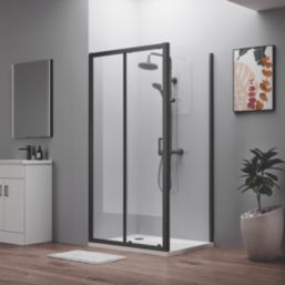 ETAL  Framed Rectangular Sliding Door Shower Enclosure & Tray  Matt Black 990mm x 790mm x 1940mm