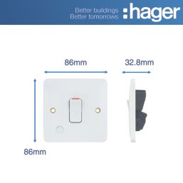 Hager Sollysta WMDP84FO 20A 1-Gang 2P+E Control Switch & Flex Outlet White