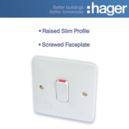 Hager Sollysta WMDP84FO 20A 1-Gang 2P+E Control Switch & Flex Outlet White