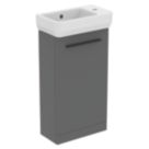 Ideal Standard i.life S Floor-Mounted Washbasin Unit with Black Handle & Basin Matt Quartz Grey 410mm x 205mm x 845mm