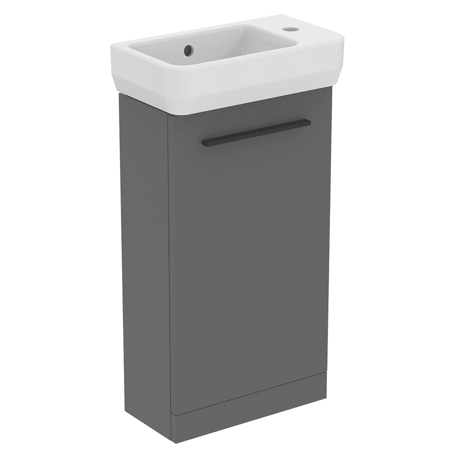 Ideal Standard i.life S Floor-Mounted Washbasin Unit with Black Handle & Basin Matt Quartz Grey 410mm x 205mm x 845mm (148HM)