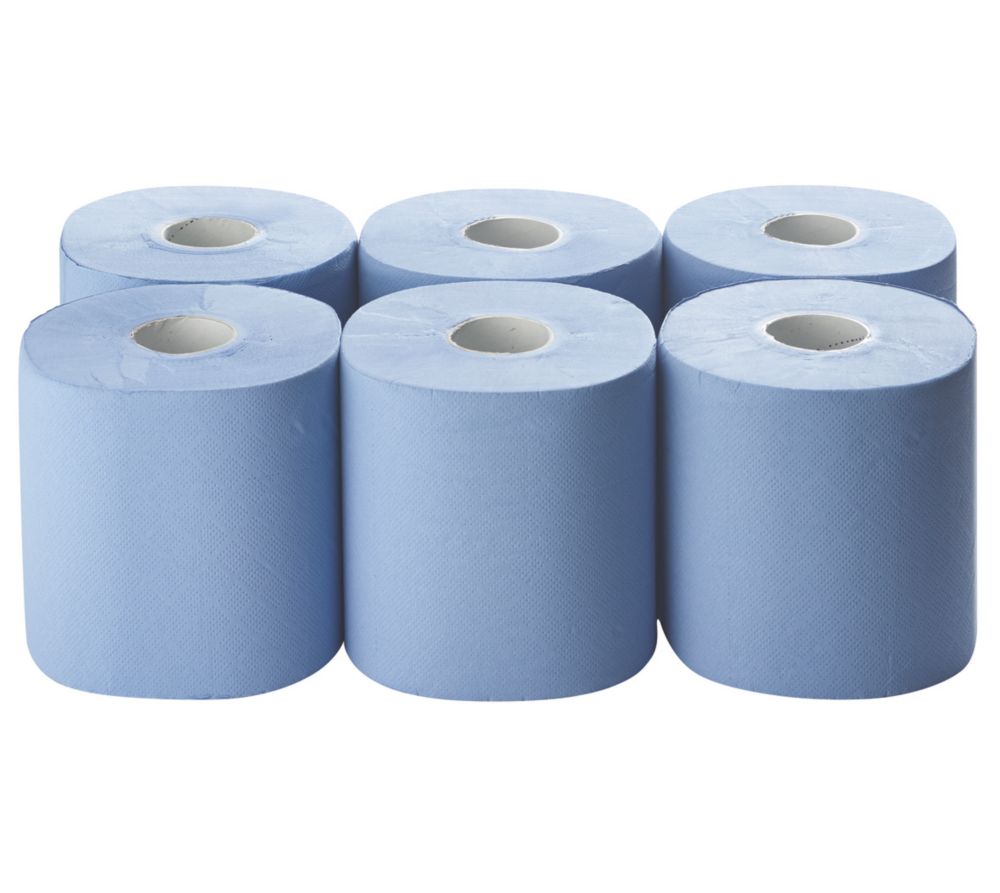 Paper Rolls Blue 2-Ply 185mm x 150m 6 Pack - Screwfix