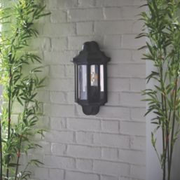 LAP  Outdoor Half Lantern Wall Light Satin Black