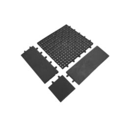 COBA Tough Deck Non-Slip Interlocking Decking Corner Edge  Black 180mm x 180mm 4 Pack