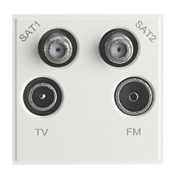 Contactum Media Modular Coaxial TV / FM & Twin Satellite Socket White