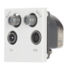 Contactum Media Modular Coaxial TV / FM & Twin Satellite Socket White