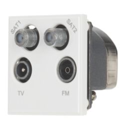 Contactum Media Modular Coaxial TV / FM & Twin Satellite Socket White