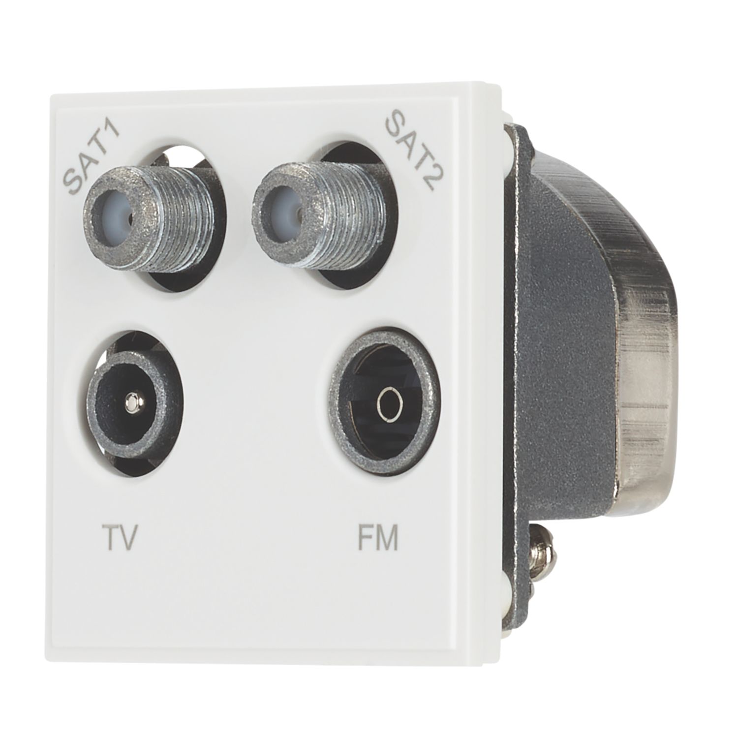 Contactum Media Modular Coaxial TV / FM & Twin Satellite Socket White (148RR)