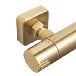 Highlife Bathrooms  Square Shower Brackets Brushed Brass