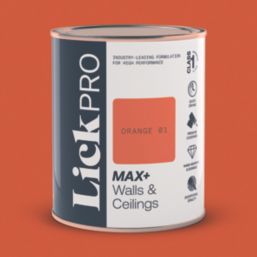 LickPro Max+ 1Ltr Orange 01  Matt Emulsion  Paint