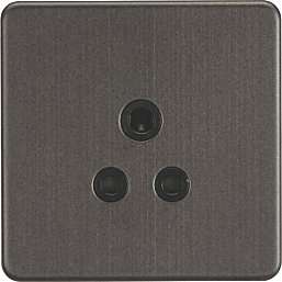 Knightsbridge  5A 1-Gang Unswitched Socket Smoked Bronze with Black Inserts