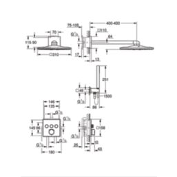 Grohe Precision SmartControl HP Rear-Fed Concealed Matt Black Thermostatic Shower System