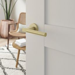 Cooke & Lewis Wembrit Lever on Rose Door Handles Pair Brushed Brass