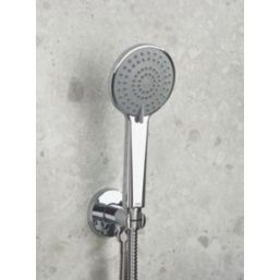 Bristan Contemporary Round Wall Outlet with Handset Holder Chrome-Plated 75mm