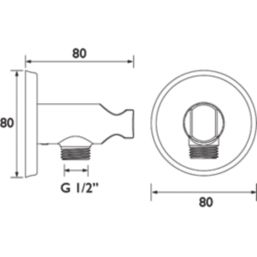 Bristan Contemporary Round Wall Outlet with Handset Holder Chrome-Plated 75mm