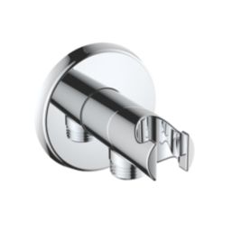 Bristan Contemporary Round Wall Outlet with Handset Holder Chrome-Plated 75mm