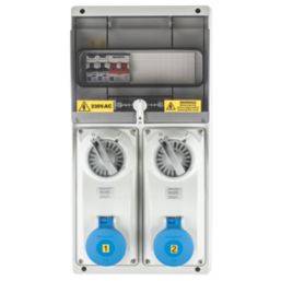 Lewden  32A 30mA 2-Way Non-Metered Switched Caravan Hook Up Point 2x16A With RCBO