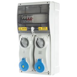 Lewden  32A 30mA 2-Way Non-Metered Switched Caravan Hook Up Point 2x16A With RCBO