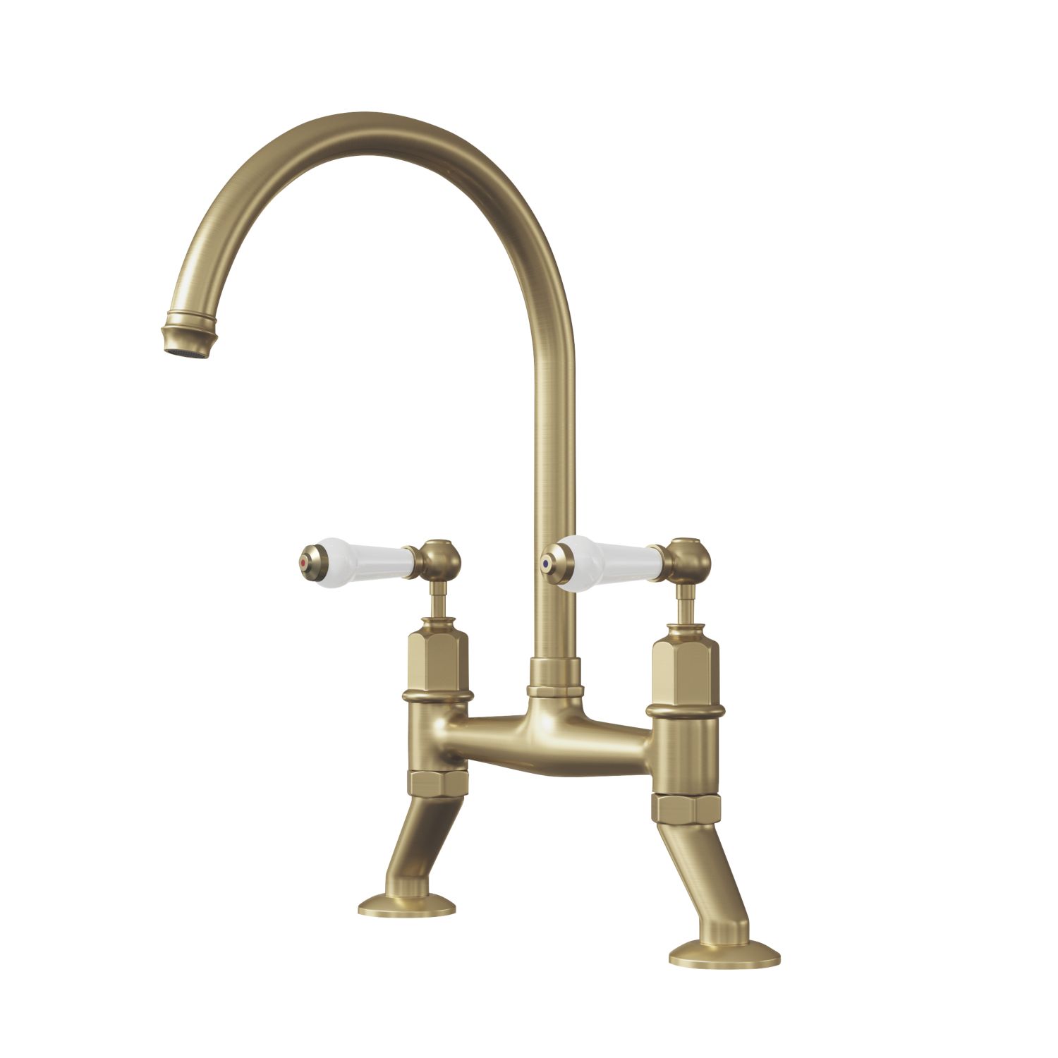 ETAL Alton Deck Mounted Dual Lever Bridge Mixer Brushed Brass (149JL)