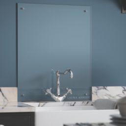 Laura Ashley  Clear with Chrome Caps Kitchen Splashback 600mm x 750mm x 6mm