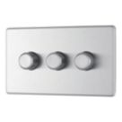 LAP  3-Gang 2-Way LED Dimmer Switch  Brushed Steel with Colour-Matched Inserts