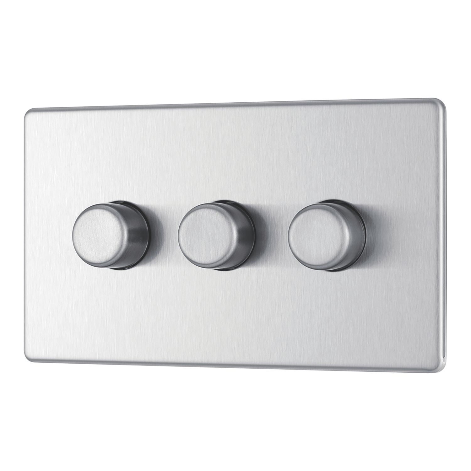 LAP 3-Gang 2-Way LED Dimmer Switch Brushed Steel with Colour-Matched Inserts (149PN)
