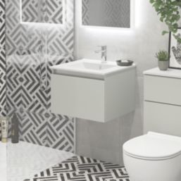 Newland  Single Drawer Wall-Mounted Vanity Unit with Basin Matt Pearl Grey 500mm x 450mm x 370mm