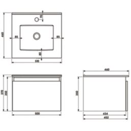 Newland  Single Drawer Wall-Mounted Vanity Unit with Basin Matt Pearl Grey 500mm x 450mm x 370mm