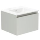 Newland  Single Drawer Wall-Mounted Vanity Unit with Basin Matt Pearl Grey 500mm x 450mm x 370mm