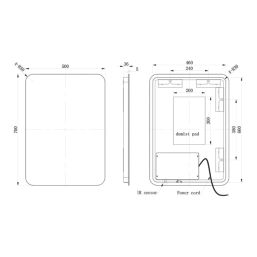 Hawaii Rectangular Bathroom Mirror With 2880lm LED Light 500mm x 700mm