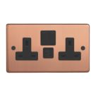 Varilight  13A 2-Gang SP Switched Socket + 3A 45W 2-Outlet Type C USB Charger Brushed Copper with Black Inserts