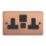 Varilight  13A 2-Gang SP Switched Socket + 3A 45W 2-Outlet Type C USB Charger Brushed Copper with Black Inserts