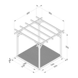 Forest Ultima 8' x 8' (Nominal) Flat Pergola & Decking Kit