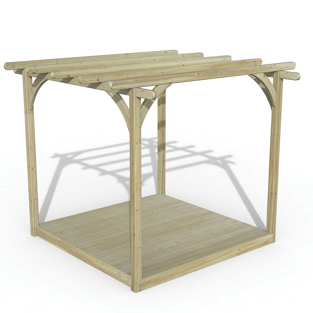 Forest Ultima 8' x 8' (Nominal) Flat Pergola & Decking Kit Screwfix