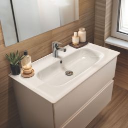 Ideal Standard i.life A Wall-Hung Vanity Unit with Chrome Handles & Basin Matt White 800mm x 440mm x 630mm