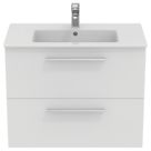 Ideal Standard i.life A Wall-Hung Vanity Unit with Chrome Handles & Basin Matt White 800mm x 440mm x 630mm