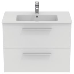 Ideal Standard i.life A Wall-Hung Vanity Unit with Chrome Handles & Basin Matt White 800mm x 440mm x 630mm