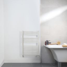Time 785mm x 550mm 1289BTU Silver Flat Designer Towel Radiator